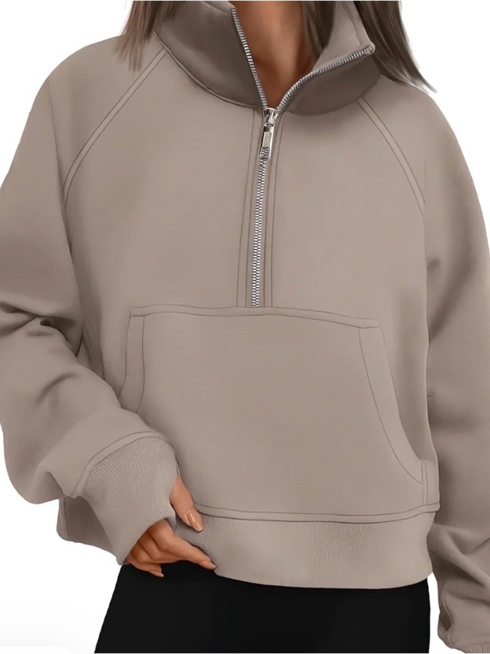 Cozy Half-Zip Pullover Sweatshirt - Taupe